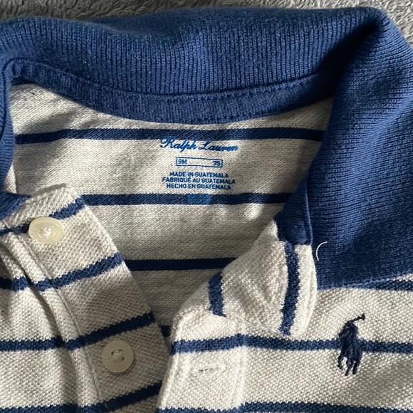 Like NEW Ralph Lauren Baby Boys Shortall Blue Gray 9M - Picture 2 of 2